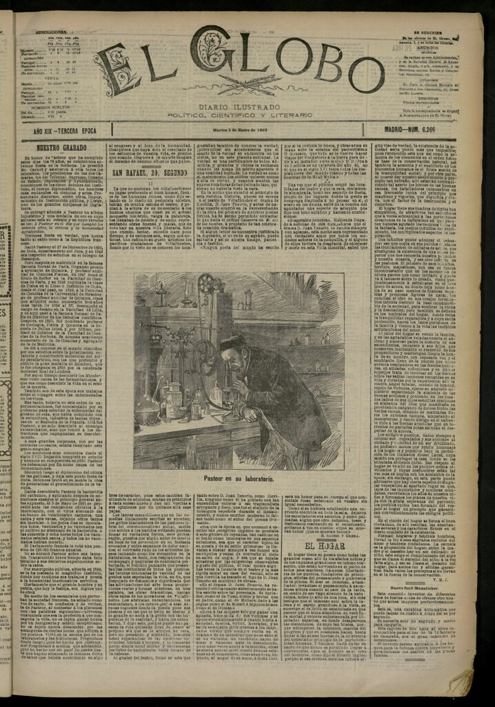 Miniatura de El Globo : diario ilustrado del 3 de enero de 1893, nº 6266