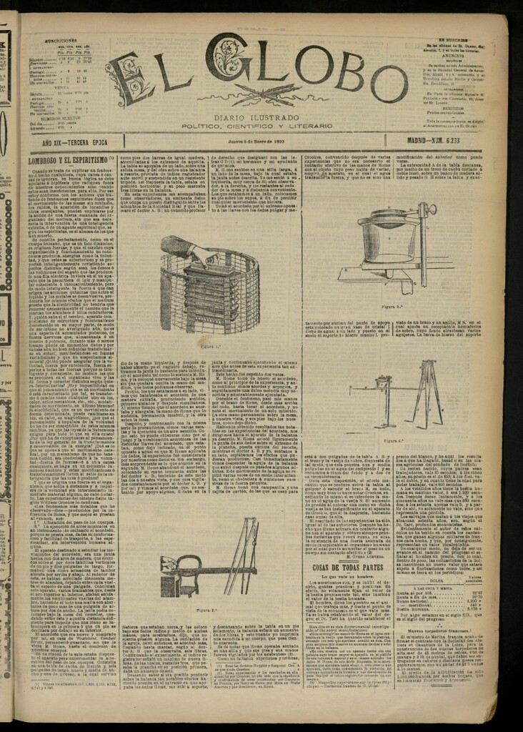 Miniatura de El Globo : diario ilustrado del 5 de enero de 1893, nº 6268