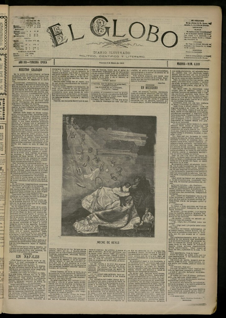 Miniatura de El Globo : diario ilustrado del 6 de enero de 1893, nº 6269