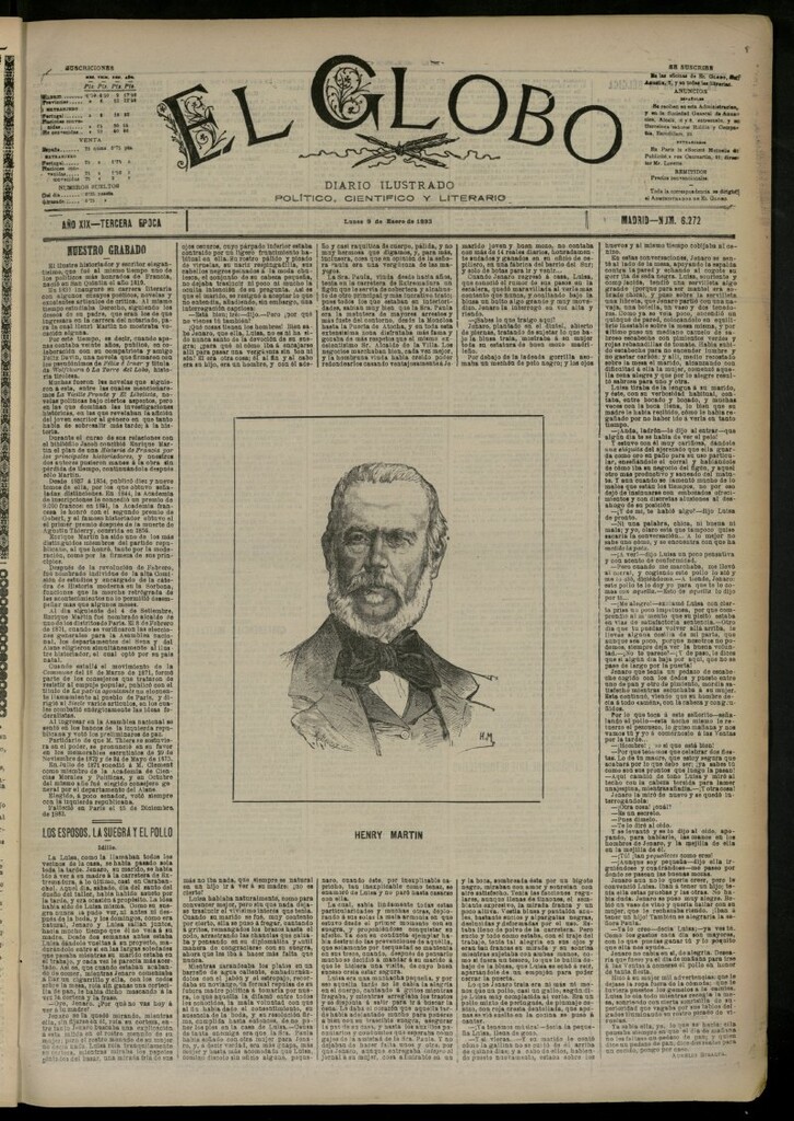 Miniatura de El Globo : diario ilustrado del 9 de enero de 1893, nº 6272