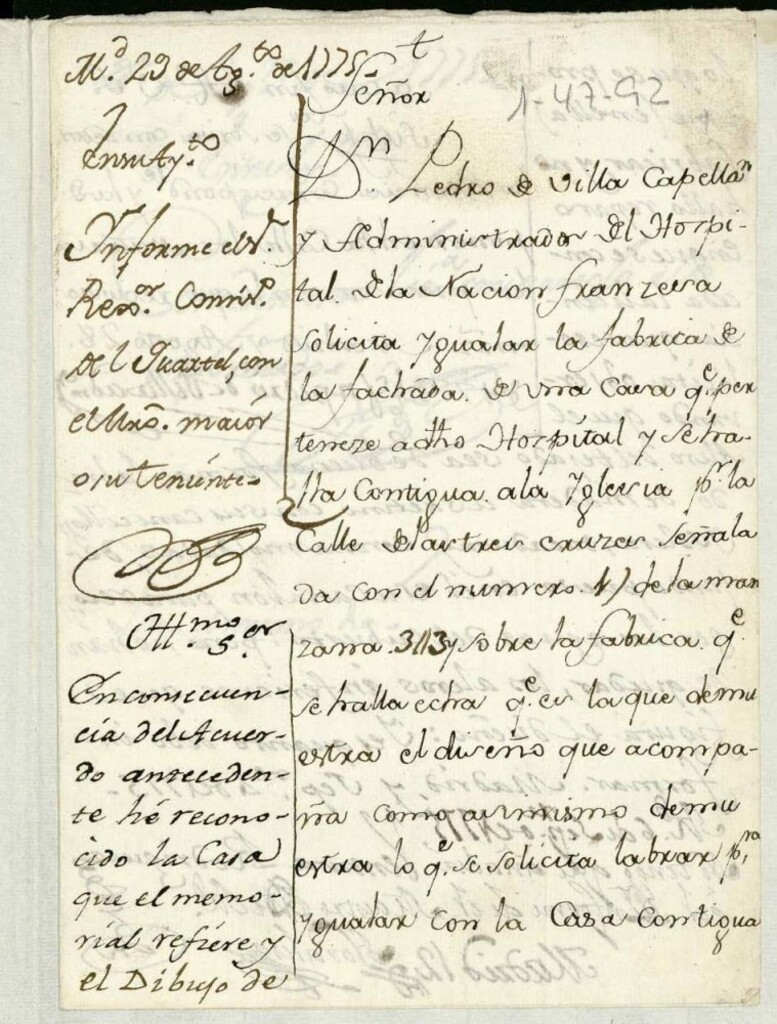 Miniatura de Licencia al administrador del Hospital de los Franceses para reparar una cas calle de las Tres Cruces nº 17 manzana 343