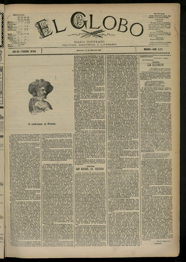 Miniatura de El Globo : diario ilustrado del 11 de enero de 1893, nº 6274