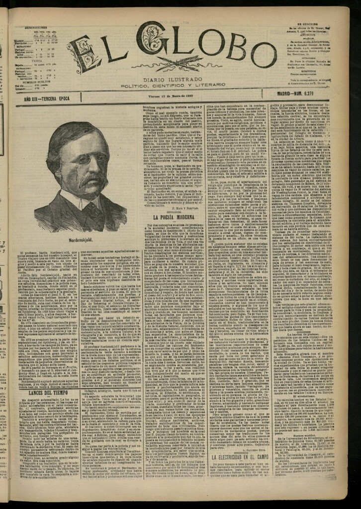 Miniatura de El Globo : diario ilustrado del 13 de enero de 1893, nº 6276
