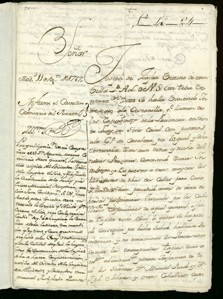 Miniatura de Licencia a Don José de Zafra para cercar de tapias de tierra un solar en la Calle de Hortaleza a la Costanilla de Capuchinos de la Paciencia