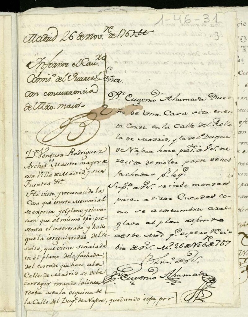 Miniatura de Licencia a Don Eugenio Ahumada para construir parte de sus fachadas Calle del Rollo, Madrid y Duque de Nájera