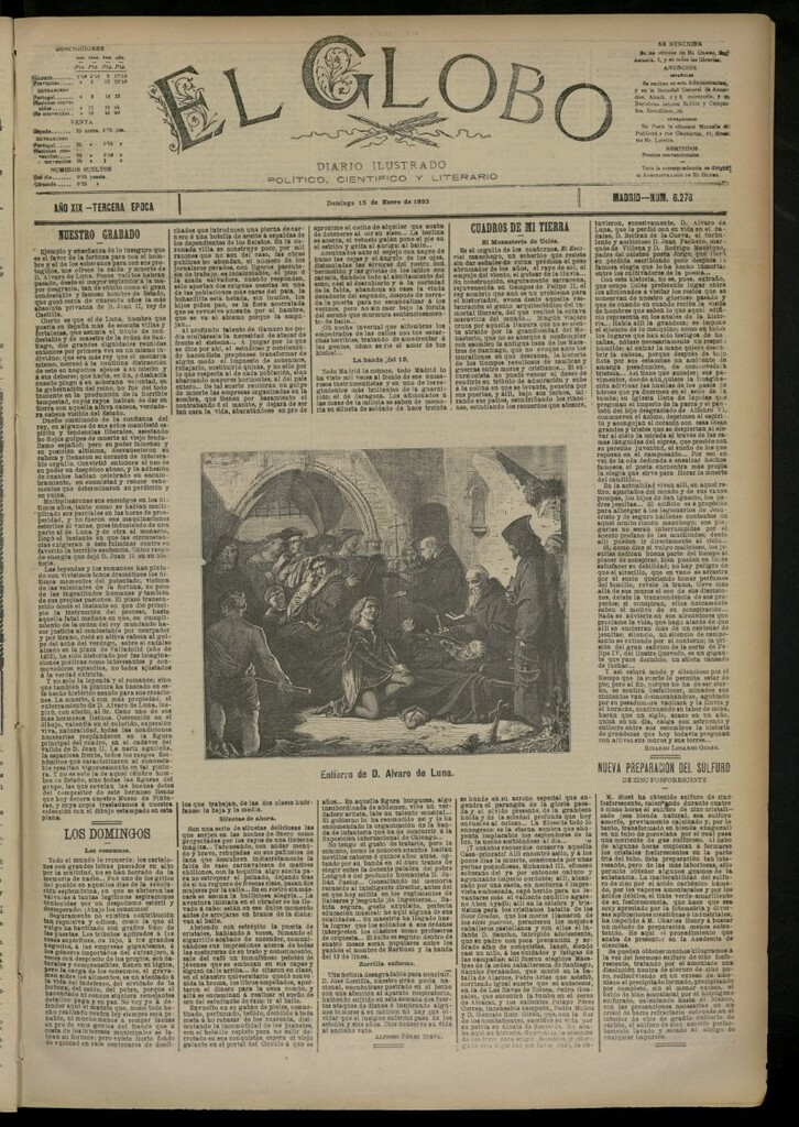 Miniatura de El Globo : diario ilustrado del 15 de enero de 1893, nº 6278