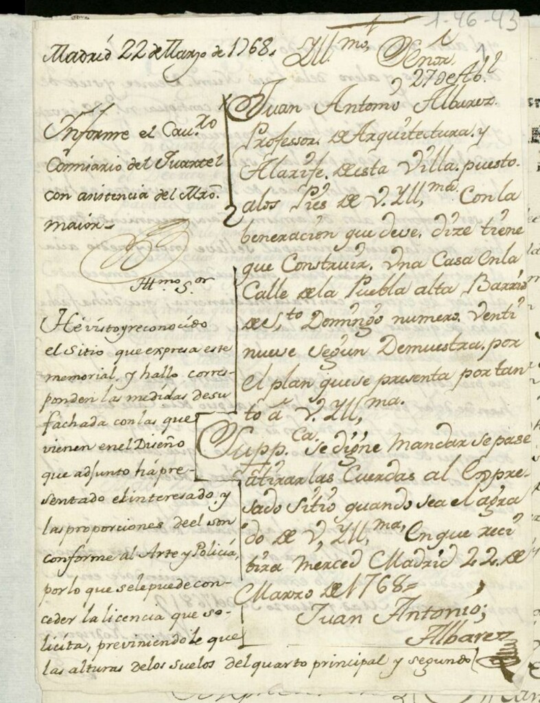 Miniatura de Licencia a Don Juan Antonio Álvarez para edificar una casa Calle de la Puebla Alta nº 29
