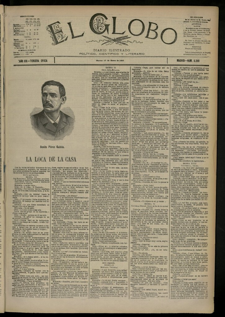 Miniatura de El Globo : diario ilustrado del 17 de enero de 1893, nº 6280