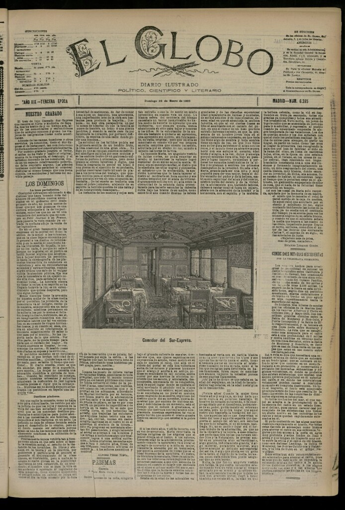 Miniatura de El Globo : diario ilustrado del 22 de enero de 1893, nº 6285