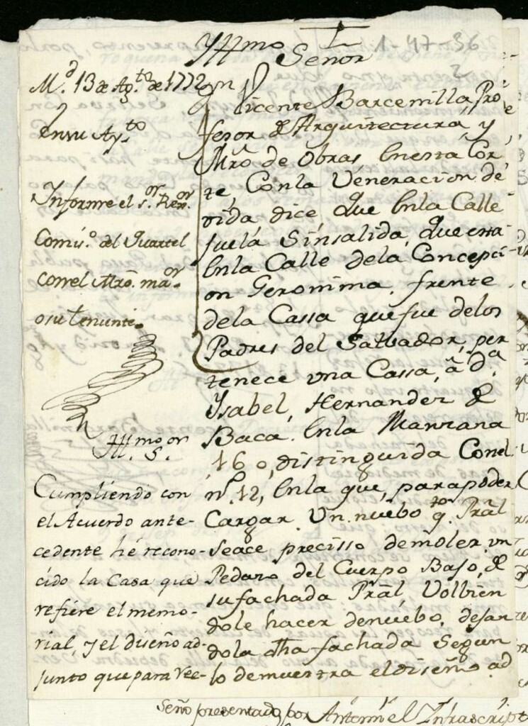 Miniatura de Licencia a Doña Isabel Hernández de vaca para hacer un cuarto principal en la calle de la Concepción Gerónima, nº 12, manzana 160