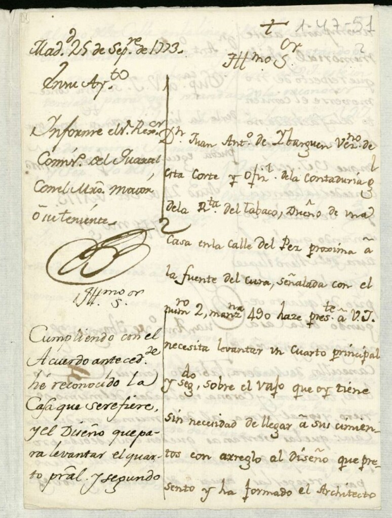 Miniatura de Licencia a Don Juan Antonio de Ibargune para levantar cuarto principal y 2º en la casa calle del Pez nº 2 manzana 490