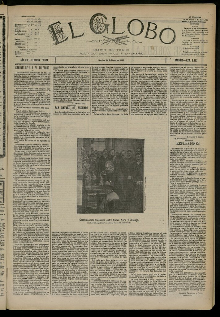 Miniatura de El Globo : diario ilustrado del 24 de enero de 1893, nº 6287
