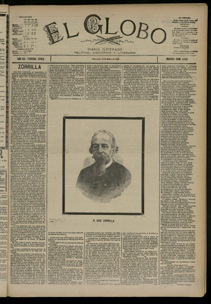 Miniatura de El Globo : diario ilustrado del 25 de enero de 1893, nº 6288