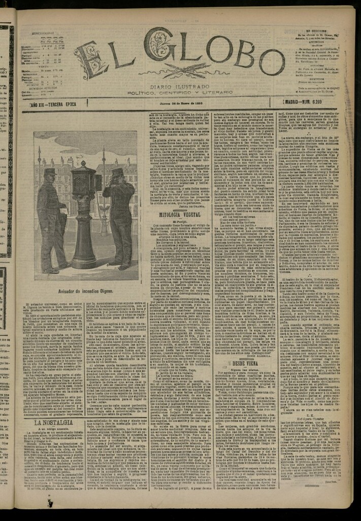 Miniatura de El Globo : diario ilustrado del 26 de enero de 1893, nº 6289