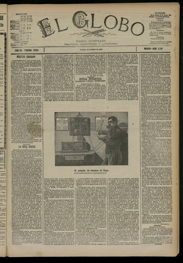 Miniatura de El Globo : diario ilustrado del 27 de enero de 1893, nº 6290