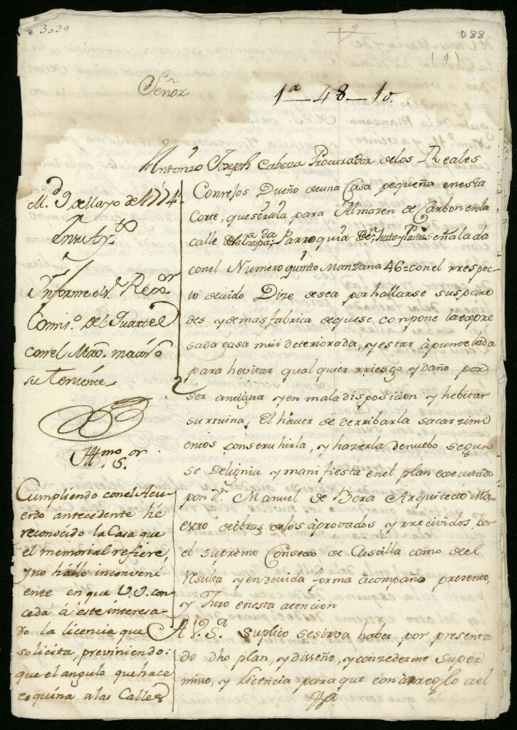 Miniatura de Licencia a Antonio José Cabeza para reedificar una casa en la calle de la Cabeza nº 5 manzana 46