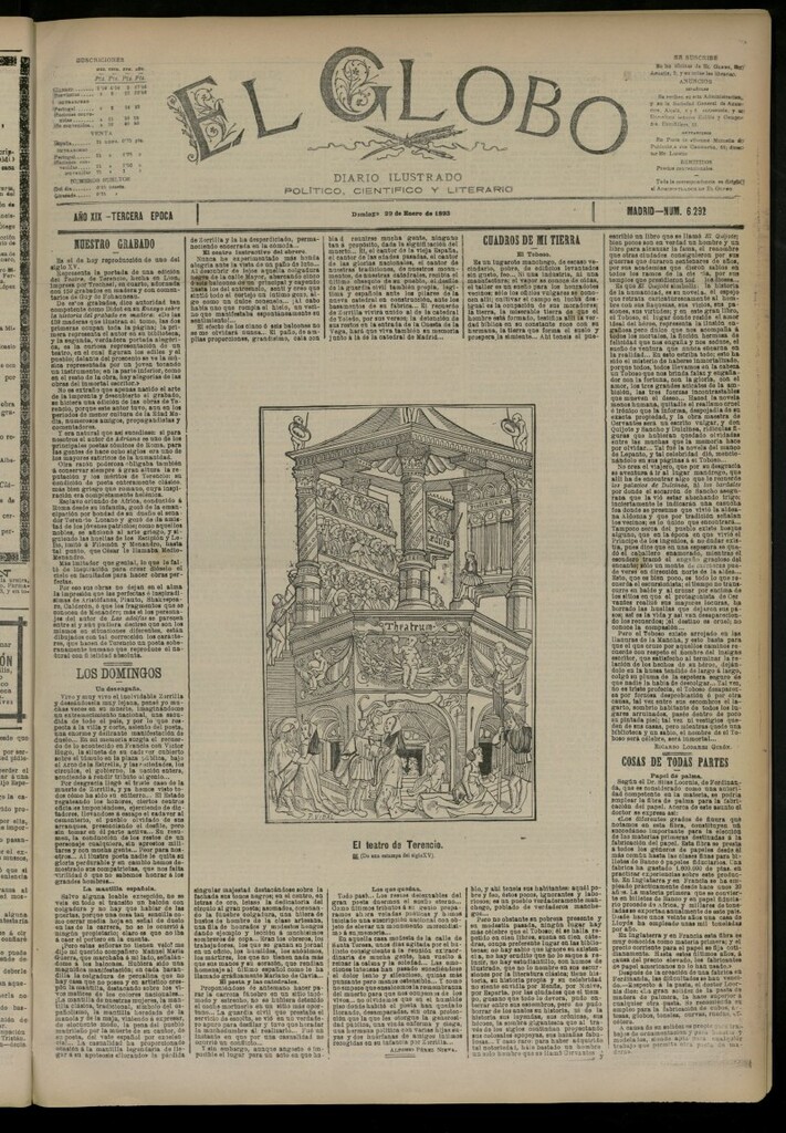 Miniatura de El Globo : diario ilustrado del 29 de enero de 1893, nº 6292