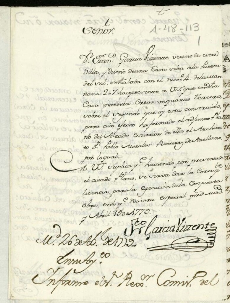 Miniatura de Licencia a Don Francisco García Vicente para alzar piso 3º en el nº 4 manzana 207. Plaza de la Puerta del Sol