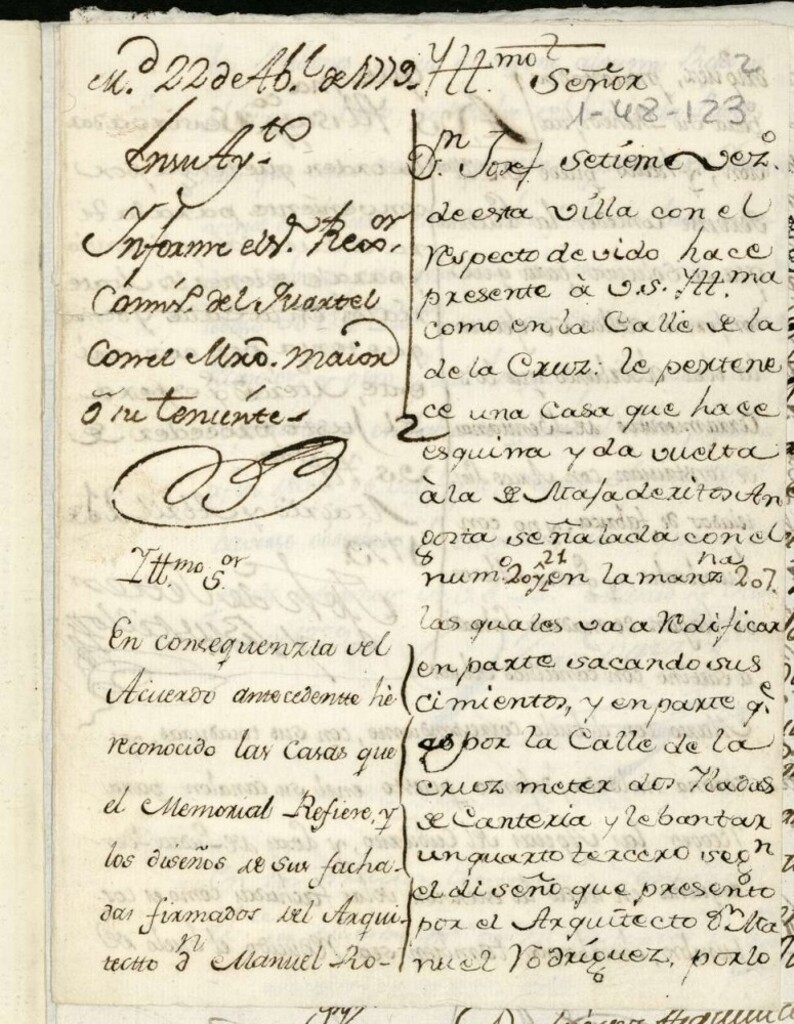 Miniatura de Licencia a Don José Septiem y Bustillo para reparar su casa calle de la Cruz nº 20 y 21, manzana 207