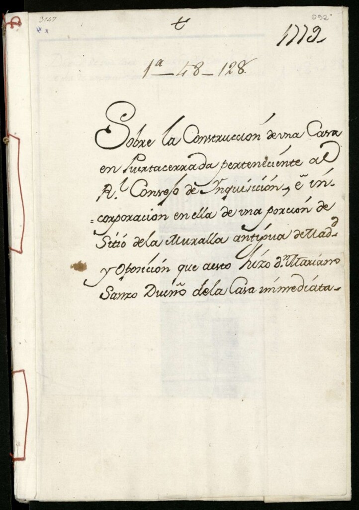Miniatura de Licencia a Don Manuel Larrarte tesorero el Consejo de la Inquisición para reedificar en Puerta Cerrada nº 3, manzana 169, e incorporación de terreno a la muralla antigua de Madrid