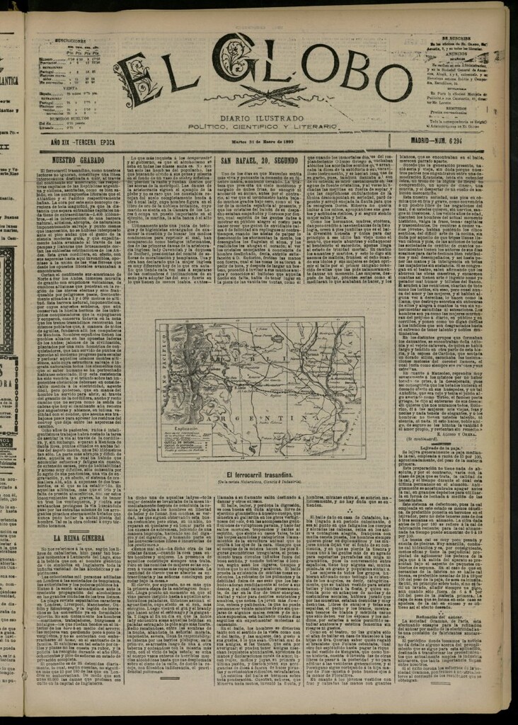 Miniatura de El Globo : diario ilustrado del 31 de enero de 1893, nº 6294