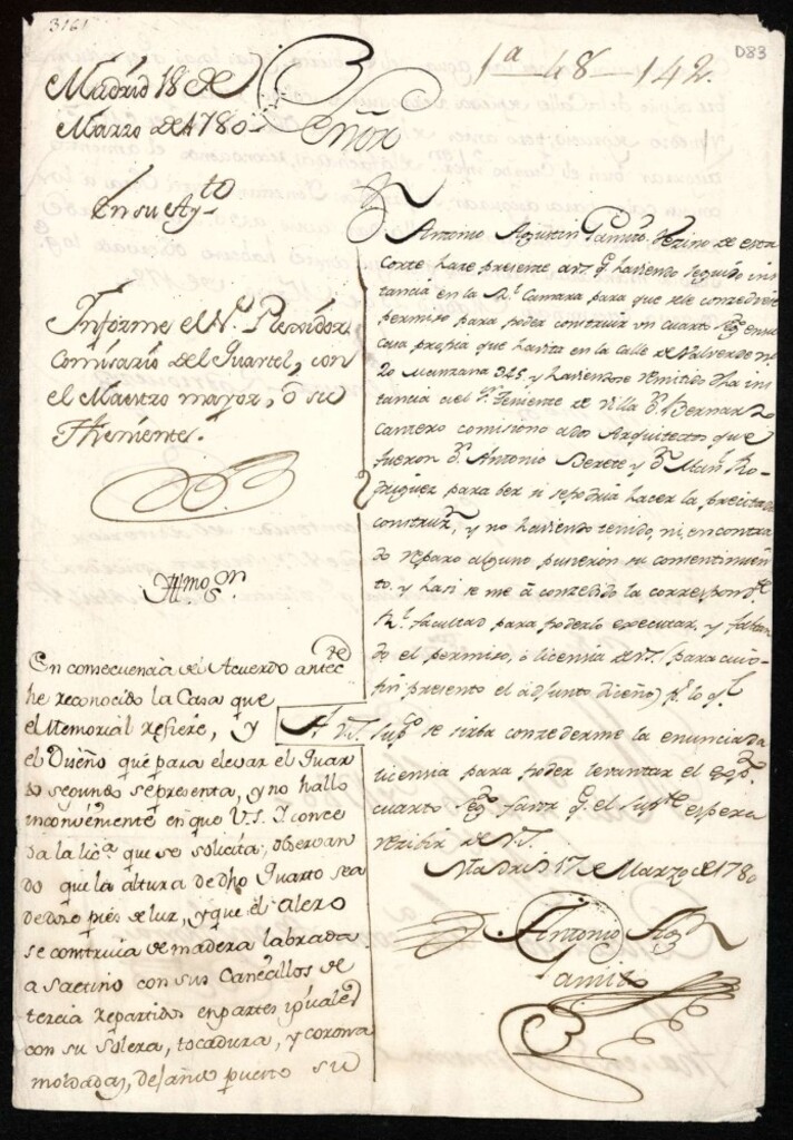 Miniatura de Licencia a Don Antonio Agustín Gamito para levantar un piso 2º en su casa calle de Valverde nº 20 manzana 345