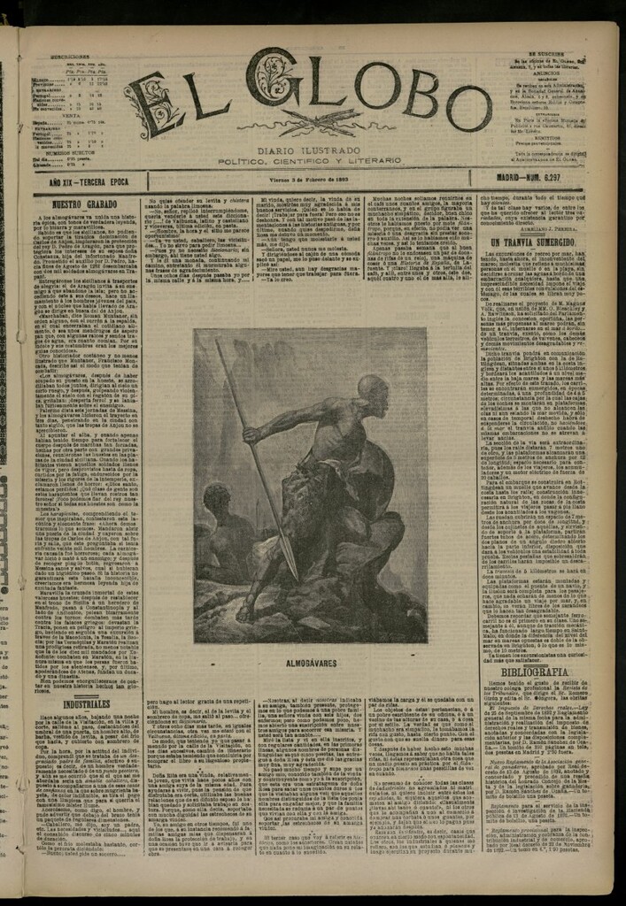 Miniatura de El Globo : diario ilustrado del 3 de febrero de 1893, nº 6297