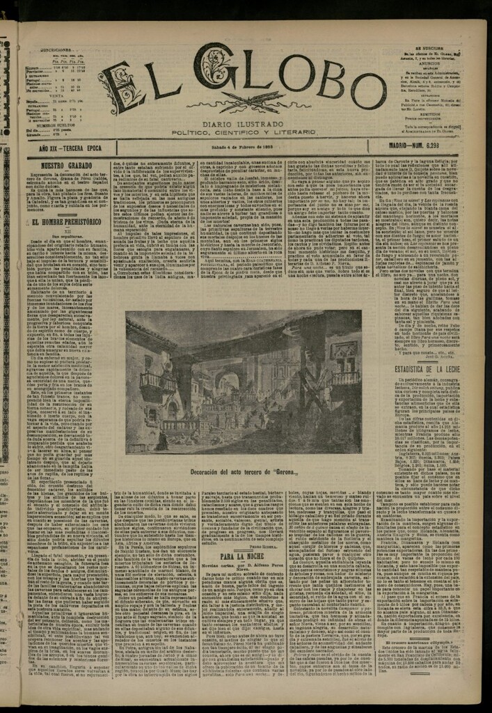 Miniatura de El Globo : diario ilustrado del 4 de febrero de 1893, nº 6298