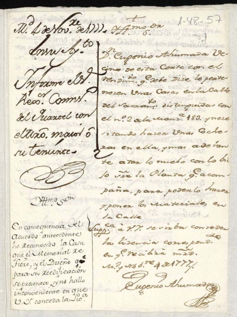 Miniatura de Licencia a Don Eugenio Ahumada para hacer unas cocheras en su casa calle del Sacramento nº 2, manzana 183