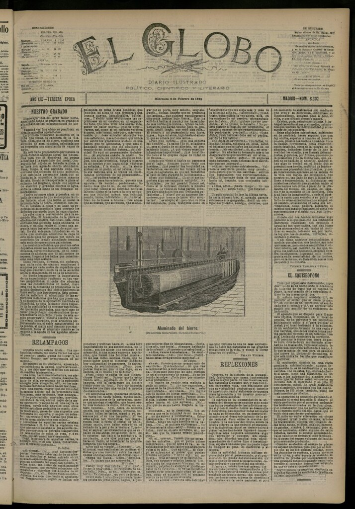 Miniatura de El Globo : diario ilustrado del 8 de febrero de 1893, nº 6302
