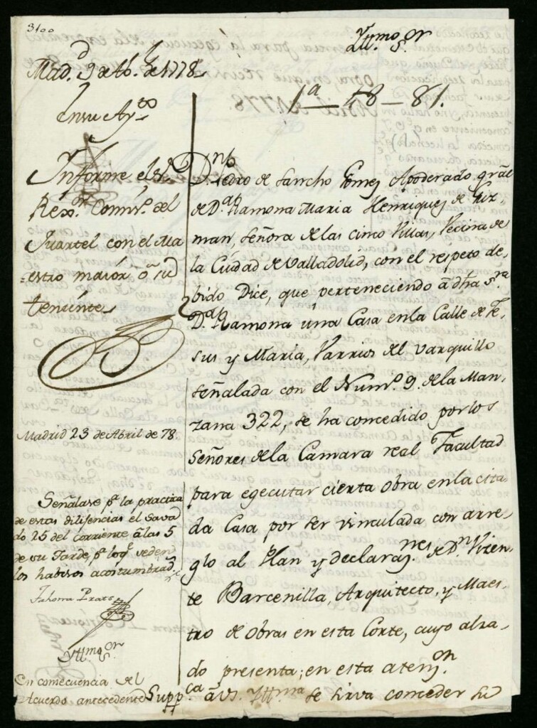 Miniatura de Licencia a Don Pedro Sancho Gómez por Doña Ramona María Henríquez de Gúzmanas para reedificar en la Calle de Jesús y María a , nº 9 manzana 322 (hoy Belén)