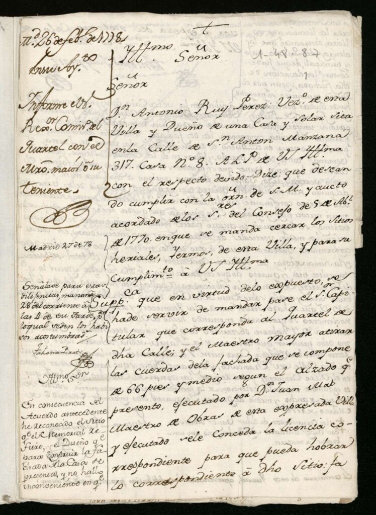 Miniatura de Licencia a Don Antonio Ruipérez para cercar unn sitio erial en la calle de San Antón nº 8, manzana 317, hoy Pelayo