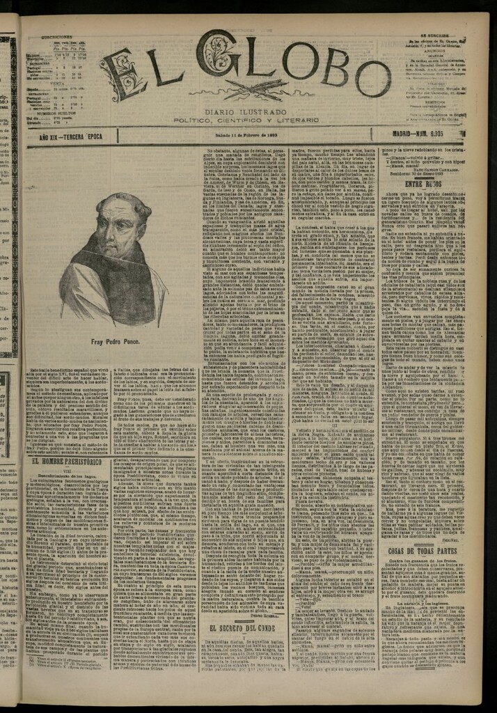 Miniatura de El Globo : diario ilustrado del 11 de febrero de 1893, nº 6305