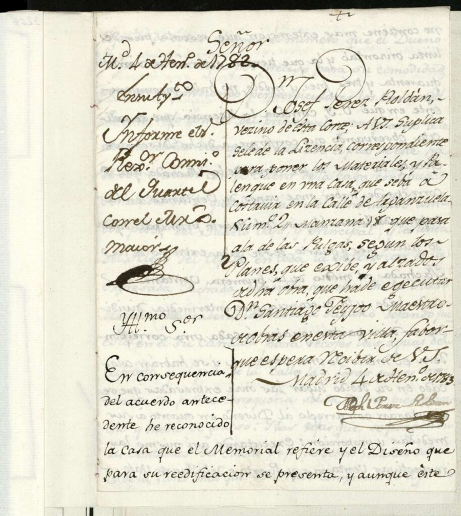 Miniatura de Licencia a Don José Pérez Roldán para construir en la calle de la Arganzuela nº 2 manzana 98