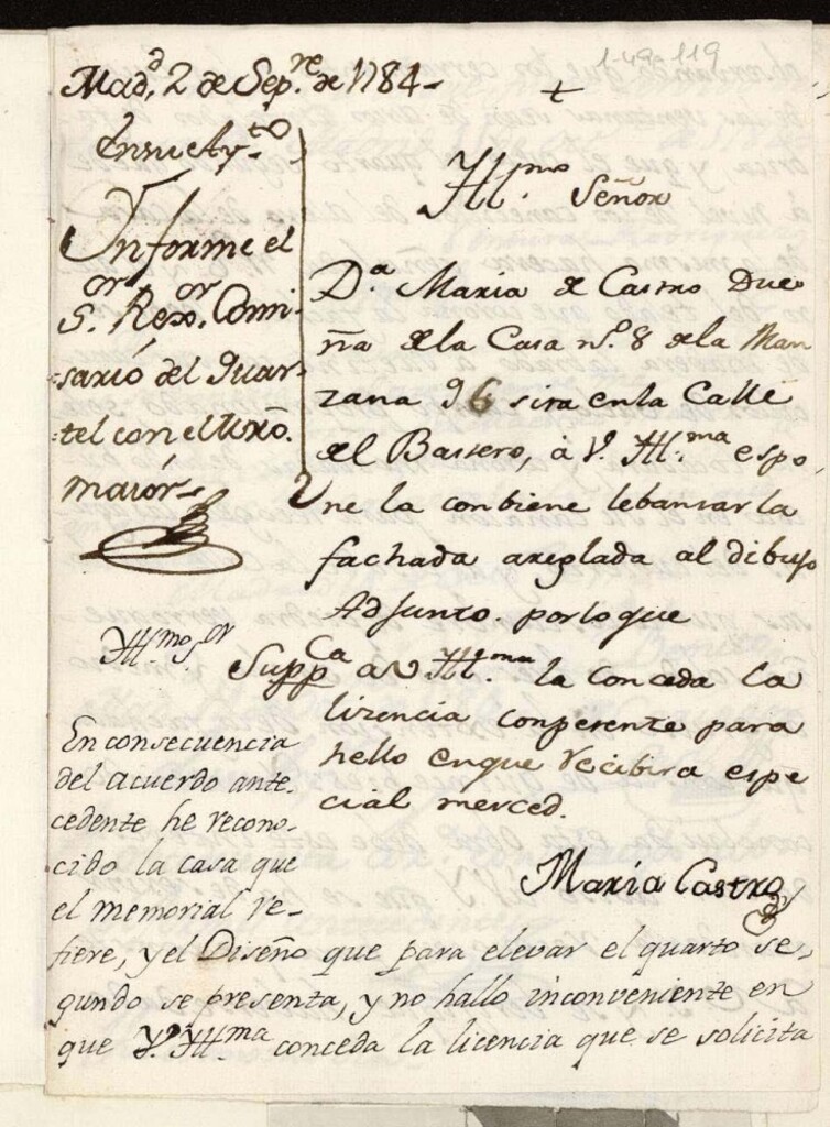 Miniatura de Licencia a Doña María de Castro para levantar la fachada de la casa calle del Bastero nº 8 manzana 96