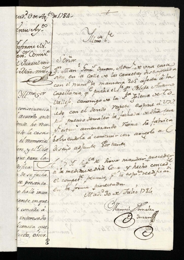 Miniatura de Licencia a Don Manuel González Duran para demoler y construir la fachada de la casa calle de Carretas nº 10 manzana 205