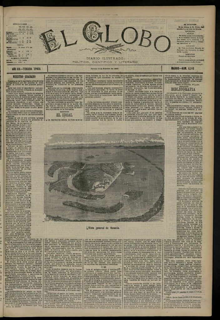 Miniatura de El Globo : diario ilustrado del 16 de febrero de 1893, nº 6310