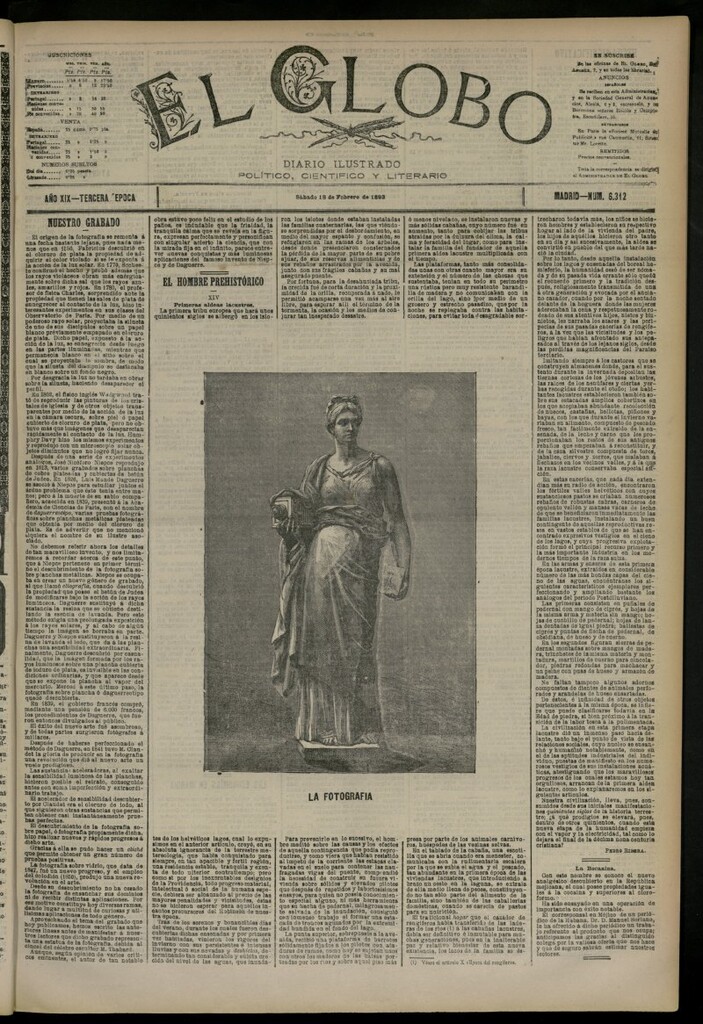 Miniatura de El Globo : diario ilustrado del 18 de febrero de 1893, nº 6312
