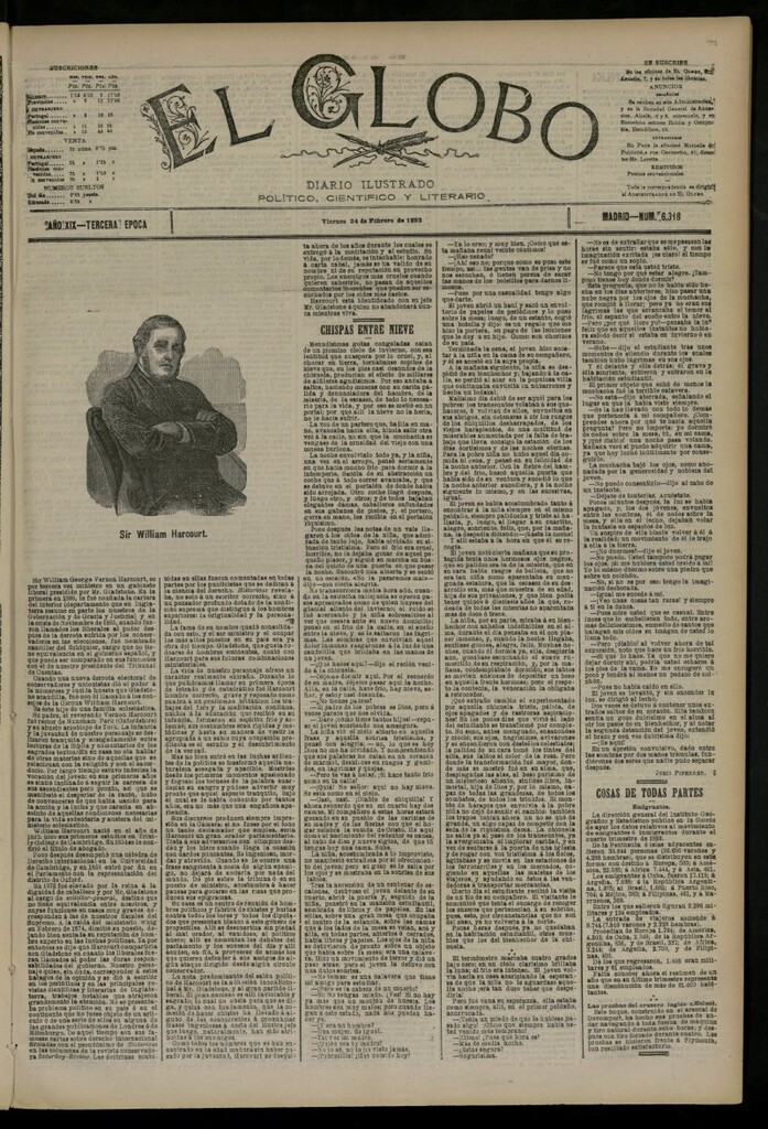 Miniatura de El Globo : diario ilustrado del 24 de febrero de 1893, nº 6318