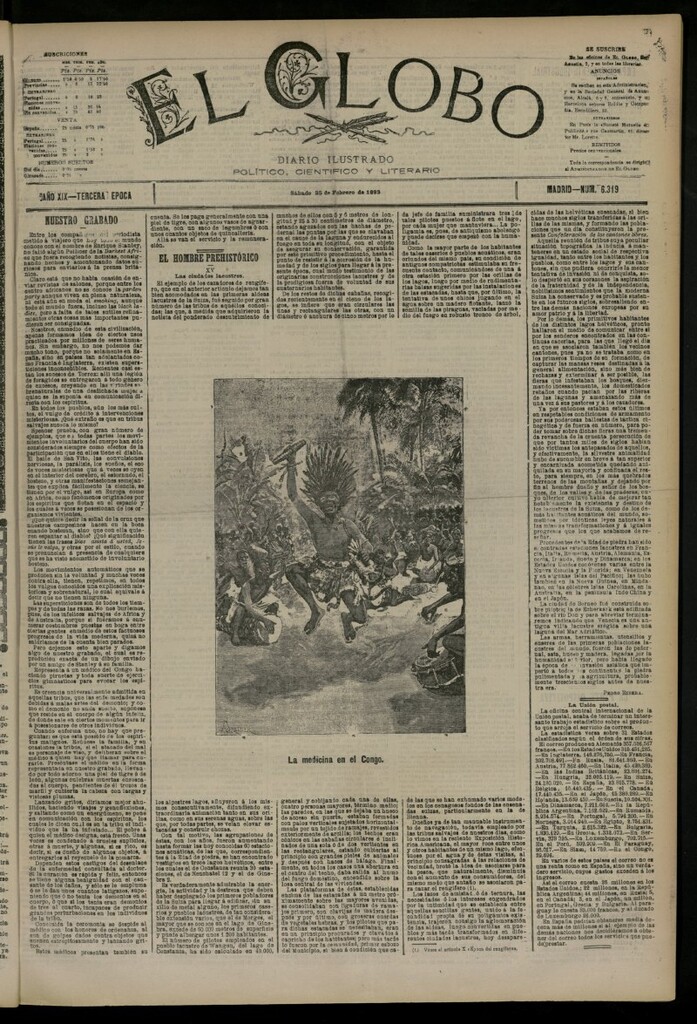 Miniatura de El Globo : diario ilustrado del 25 de febrero de 1893, nº 6319