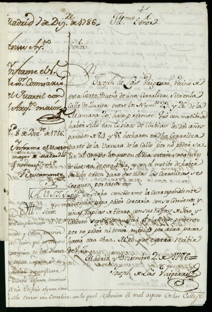 Miniatura de Licencia a Don José de Las Baigorri para cercar con tapias de tierra un sitio en la calle de Zorita entre los nº 23 y 26 manzana 20
