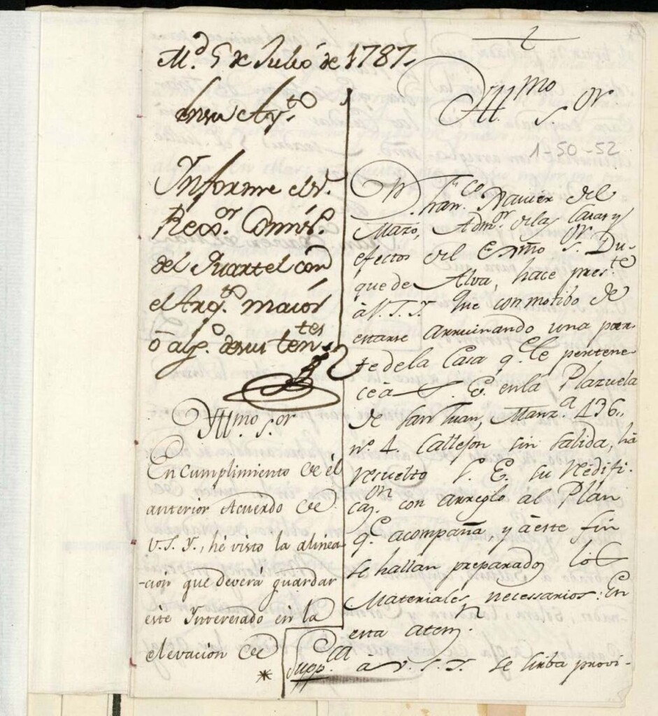 Miniatura de Licencia a Don Francisco Javier del Mazo para reedificar en la plazuela de San Juan nº 4 manzana 436 (hoy calle de Noblejas)