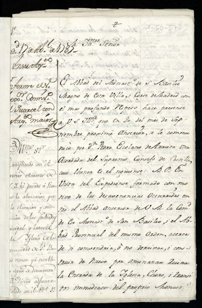 Miniatura de Licencia al Abad de San Basilio para reedificar parte de la Iglesia y segregación de pies de sitio (hoy Desengaño)