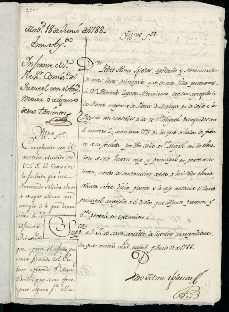 Miniatura de Licencia a D. Fernando Zapata Altamirano para levantar piso principal en la calle de la Reyna nº 2 manzana 297