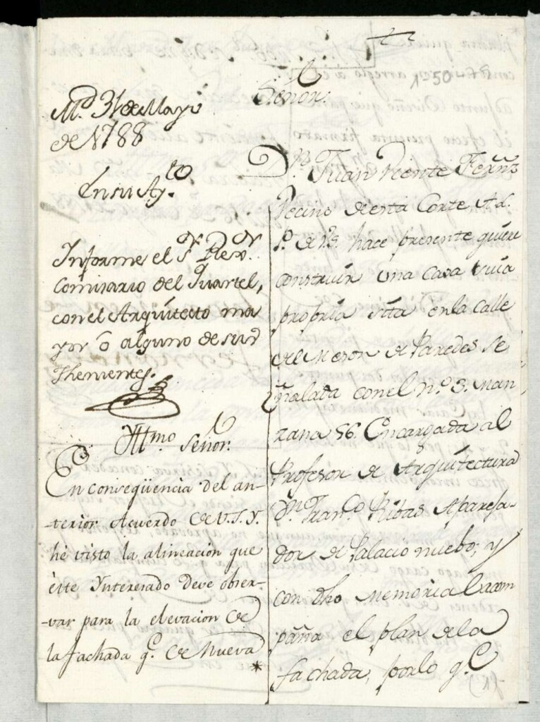 Miniatura de Licencia a Don Juan Vicente Fernández para reedificar en la calle Mesón de Paredes nº 3 manzana 56