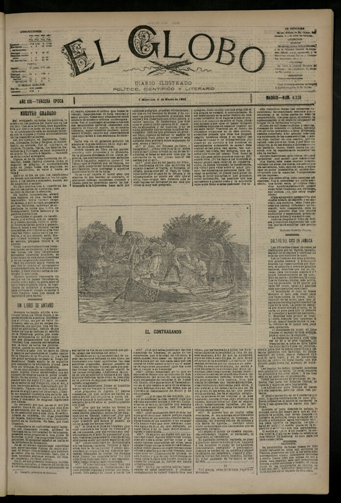 Miniatura de El Globo : diario ilustrado del 8 de marzo de 1893, nº 6330