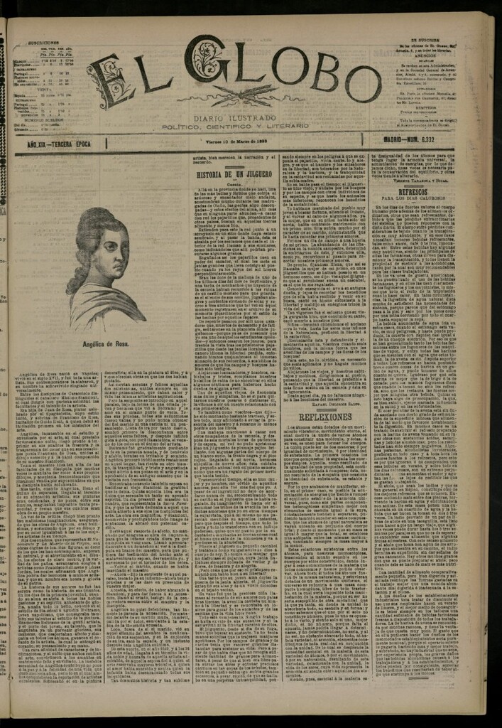 Miniatura de El Globo : diario ilustrado del 10 de marzo de 1893, nº 6332