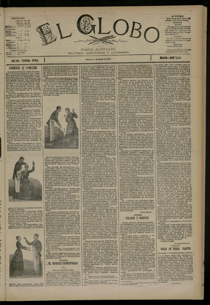 Miniatura de El Globo : diario ilustrado del 11 de marzo de 1893, nº 6333
