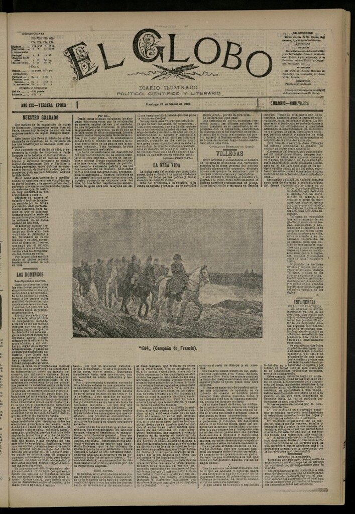Miniatura de El Globo : diario ilustrado del 12 de marzo de 1893, nº 6334