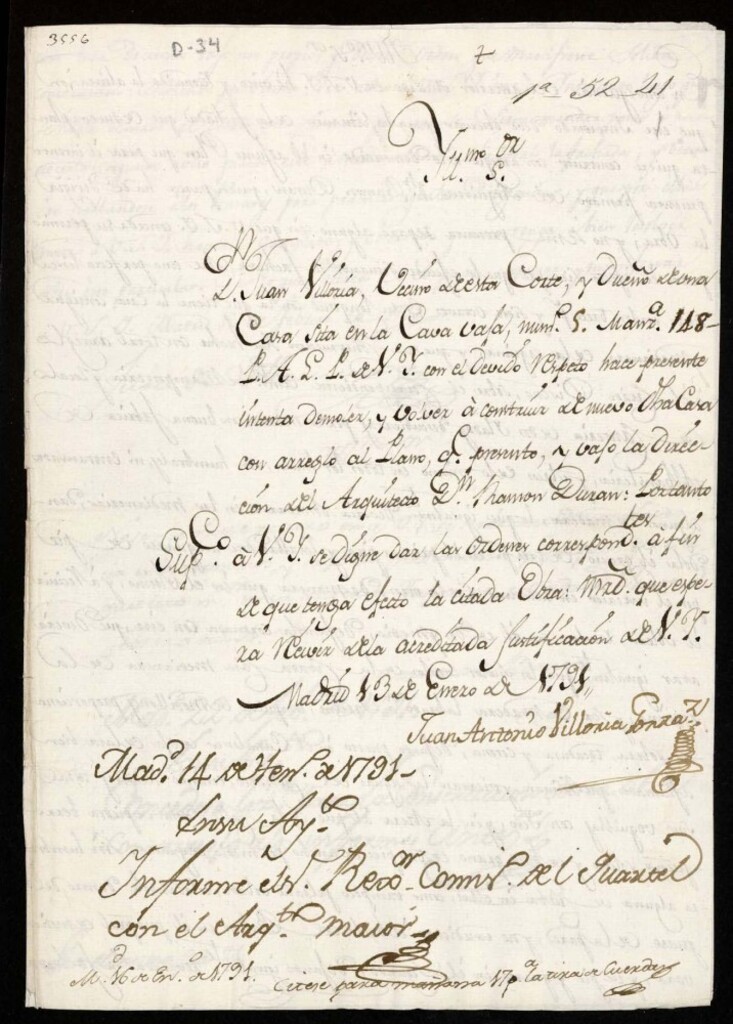 Miniatura de Licencia a Don Juan Villoría para construir en la Cava Baja nº 5 manzana 148